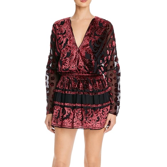 Ramy Brook Dresses & Skirts - Ramy Brook New York Clarice Long Sleeve Velvet Burnout Mini Dress L Black